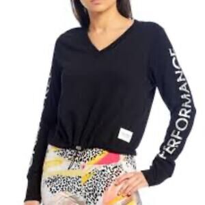 Calvin Klein Performance Black Long Sleeve Logo Crop Sweatshirt Sz S